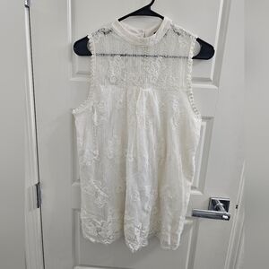 OLIVIA BLU White Off Lace Sleeveless Top